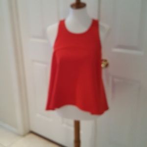 Milly Size Medium Trapeze Top Hi Low Hem Red
